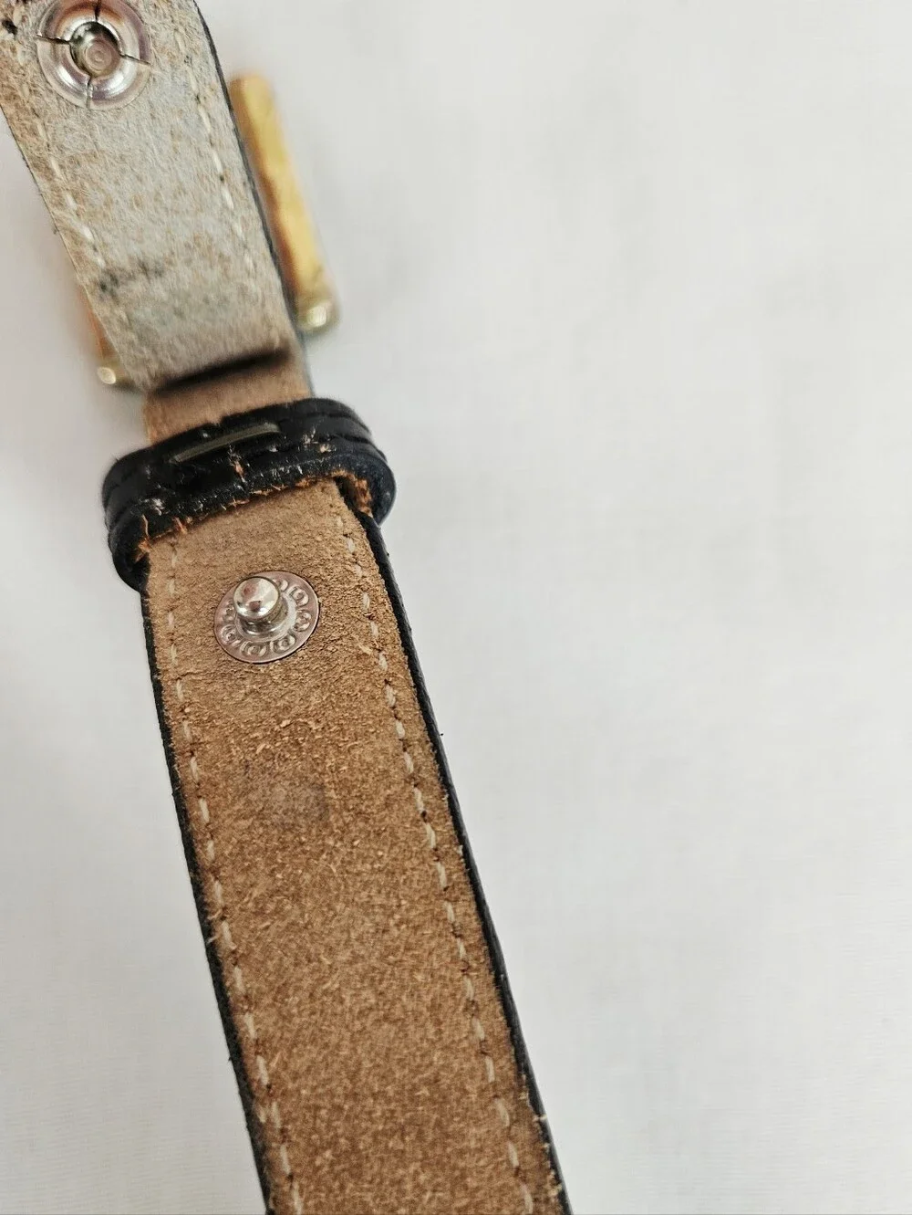 Justin Black Leather Slim Western Belt Gold Buckle USA Cowhide Size 28